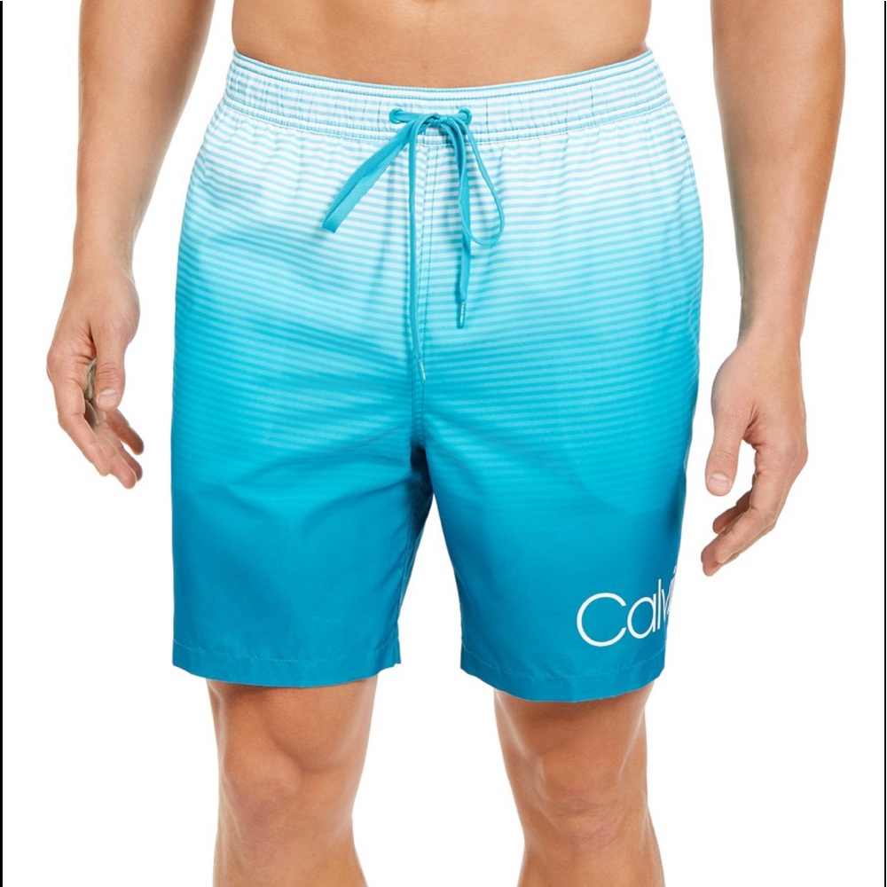 NWT Calvin Klein Ombré Striped Swim Trunks Size M